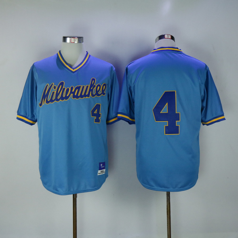 2017 MLB Milwaukee Brewers #4 Paul Molitor Blue Throwback Jerseys->milwaukee brewers->MLB Jersey